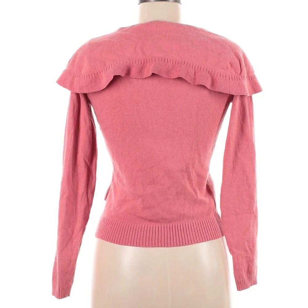 ✨Odille Peach Pink Angora Ruffle Sweater Soft Flirty Cozy Knit Top Fairycore - Picture 2 of 6